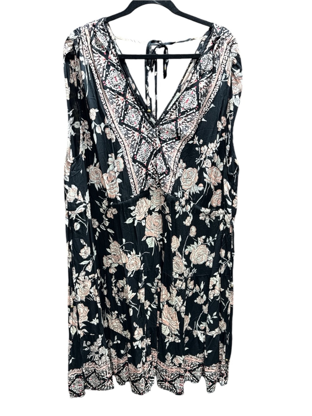Romantic Gypsy Size 2X NWT Black & white, pink floral print dress